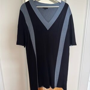 Black and Gray V-Neck Dress